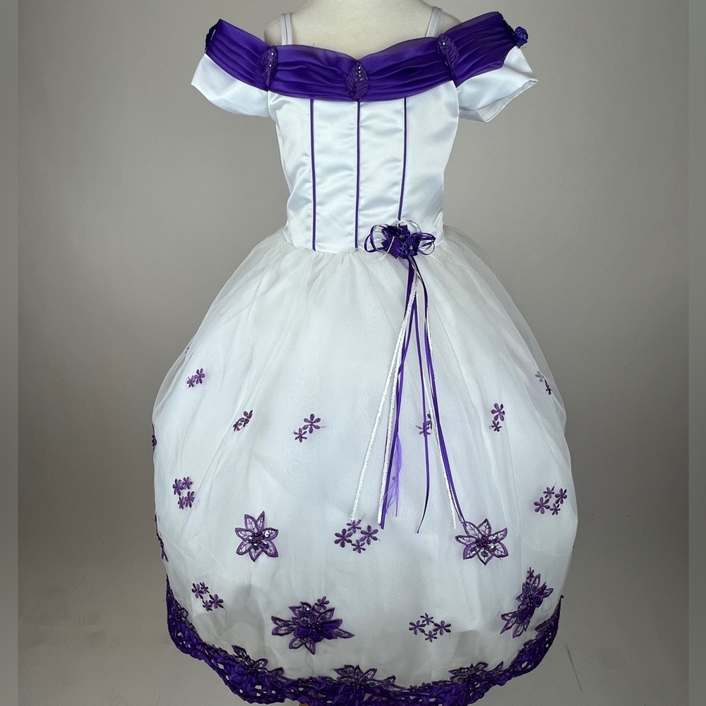 Purple and white girl party dress